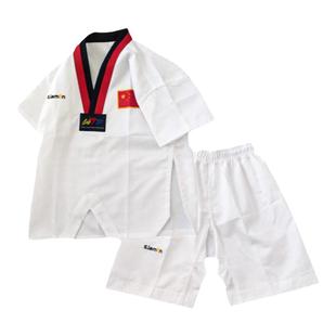儿童跆拳道服装男童短袖长袖裤子白色道服专业比赛定制训练服女童
