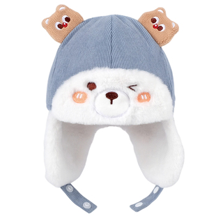 嘟嘟啦冬季款可爱雷锋帽男女宝宝护耳帽保暖毛绒帽卡通婴幼儿童帽