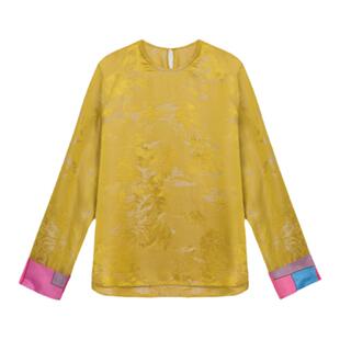 曼加塔【游仙梦】春夏国风穿搭蚕丝浮雕提花圆领休闲新中式上衣