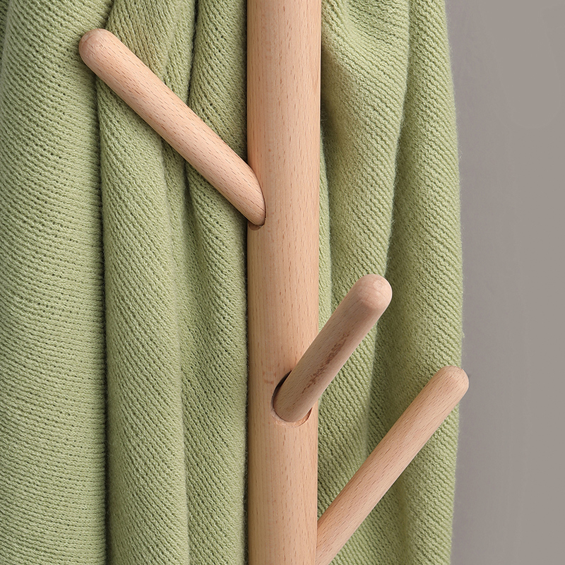 榉木衣帽架挂衣架落地实木卧室简约现代北欧风格单杆式衣架