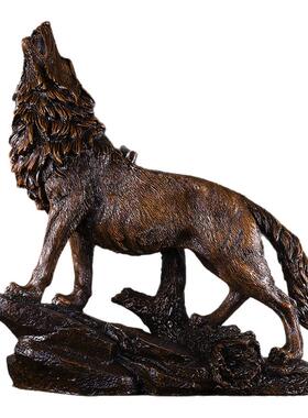 创意工艺品仿真动物狼模型摆件家居装饰品客厅玄关办公室摆件现代