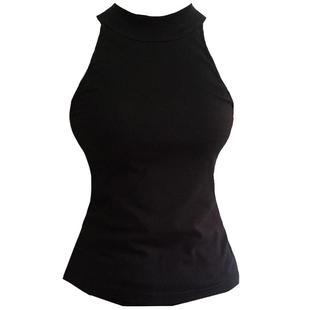 白色吊带衫设计感上衣带胸垫欧美式大码纯棉工字挂脖打底小背心女