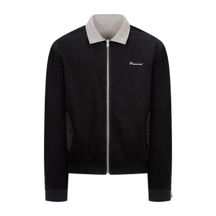 PMET「爵格绅绒」双面穿灯芯绒撞色翻领夹克千鸟格宫廷风通勤外套