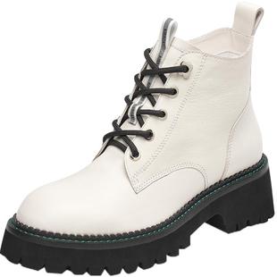 接吻猫靴子秋季新款短靴潮酷厚底加绒五孔小个子显瘦马丁靴女