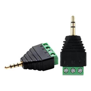 3.5mm免焊头镀金插头三四节立体声耳机接头 音频头转端子 DIY配件