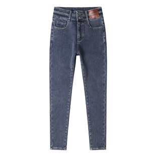 碧婧小个子复古小脚牛仔裤女春秋紧身新款高腰显瘦修身八分铅笔裤