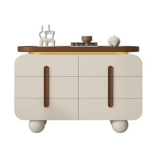 法式奶油风斗柜客厅靠墙抽屉柜卧室床尾置物柜现代简约复古八斗柜