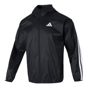 阿迪达斯夹克三条纹男款上衣2026春季新款官方运动服风衣连帽外套