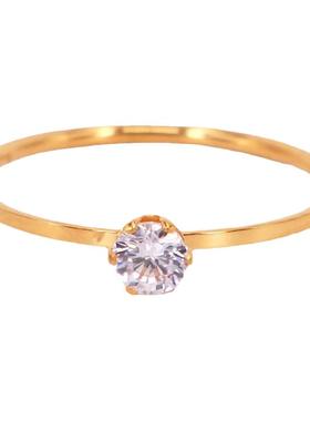 不掉色钛钢高级感小钻极细圈纤细戒指女时尚个性网红简约尾戒细戒