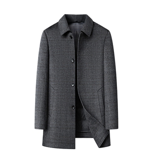 羊毛呢子大衣男士中长款翻领鹅绒羽绒服内胆冬新款高端双面呢大衣