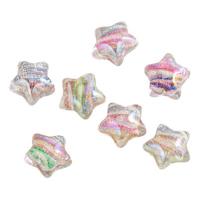 【5颗装】海蒂人鱼姬20MM油画直孔胖五角星DIY串珠手机链饰品配件