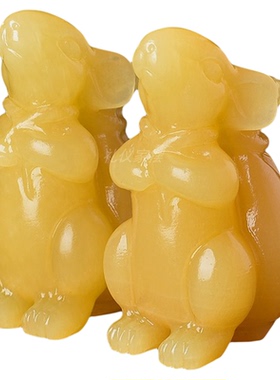 天然黄玉鼠精工摆件可送礼