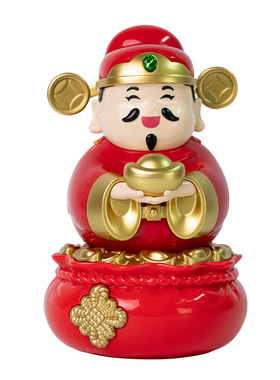 新年红品爆款光能自动摇摆财神爷