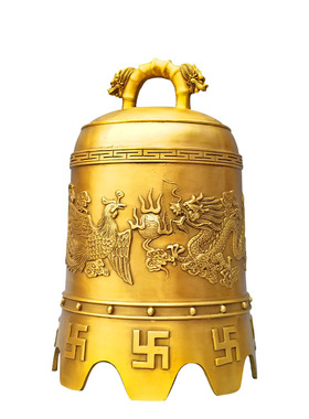 铜之匠黄铜屋檐寺庙挂件铜龙凤钟
