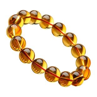 天然黄水晶手串亲宝水晶黄晶手链女款送礼物男士散珠单圈财富之石