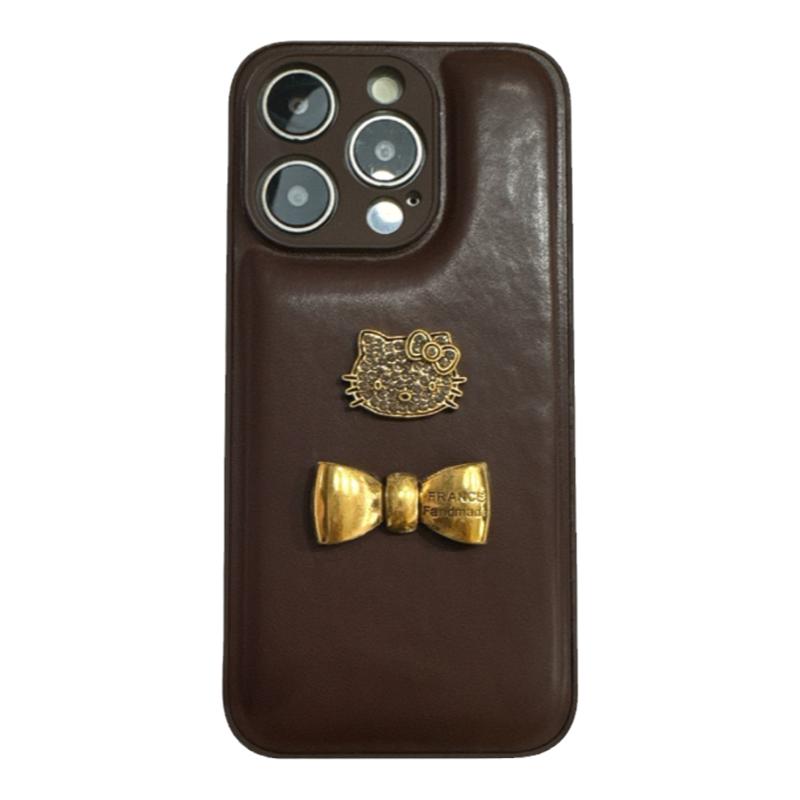 美拉德中古猫咪适用iPhone15ProMax手机壳16苹果14Pro高档皮质软包边12/13个性创意11高级感气质精准
