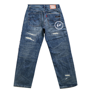 Fenom藤原浩Fragment闪电Crush1c1水洗赤耳破坏直筒宽松牛仔裤