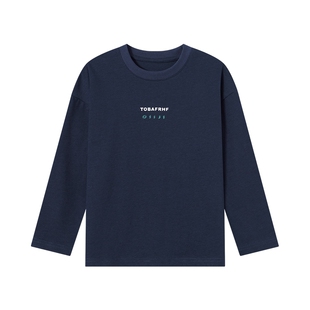 多多家男童T恤长袖纯棉春秋季2026新款儿童男孩字母印花洋气上衣