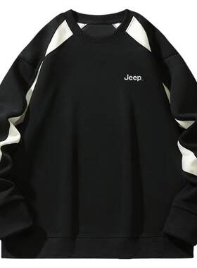 Jeep吉普秋冬加绒圆领卫衣男