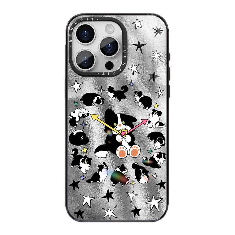 benefit涂鸦星星狗狗时钟17适用于iphone16promax苹果15PRO晶盾磁吸手机壳13新款14套12波漾纹防摔彩色边框