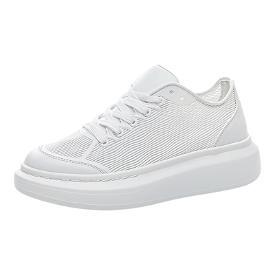 网面小白鞋女夏厚底平底轻便透气