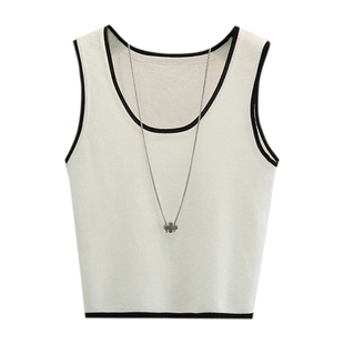 大码白色冰丝吊带背心女内搭打底外穿针织显瘦短款无袖上衣胖mm夏
