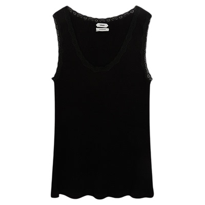 IMMI26PS羊毛拼蕾丝罗纹背心