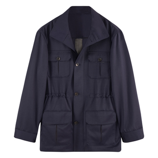 Acme cultum羊毛真皮拼接骑兵呢立领猎装夹克男户外老钱廓形外套