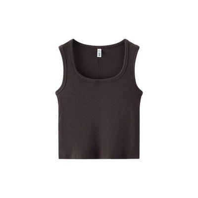 感紧身短款背心女森马U领纯色凉