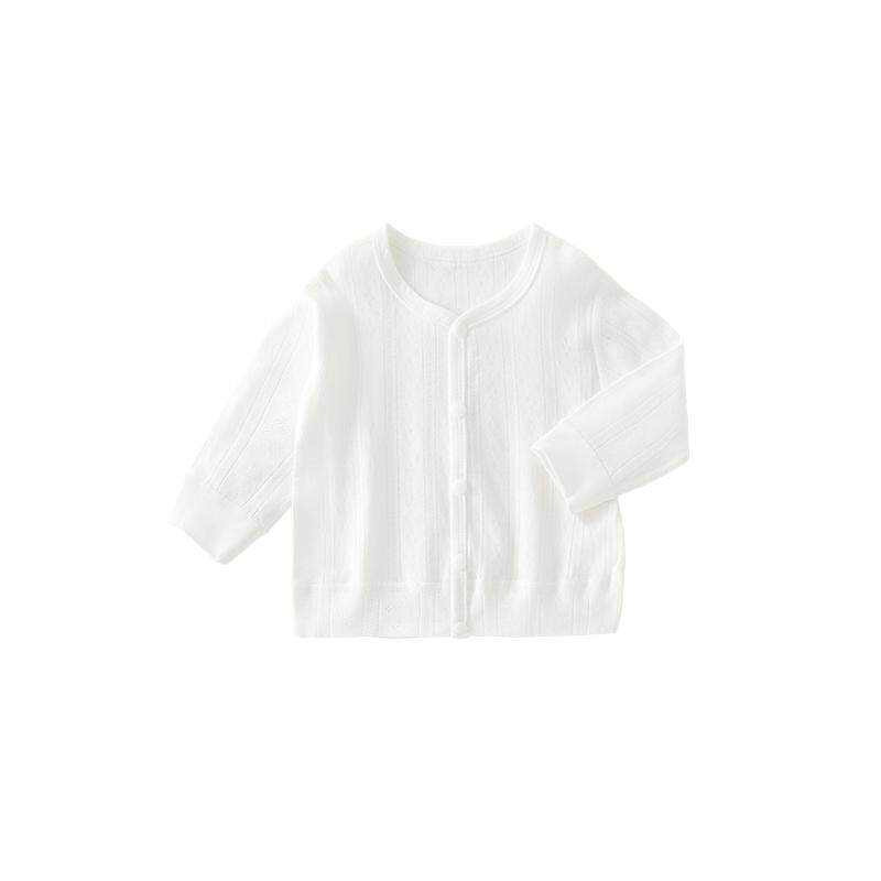 宝宝春夏款长袖外套婴幼儿纯色弹力抽条开衫男童女童外出上衣夏装