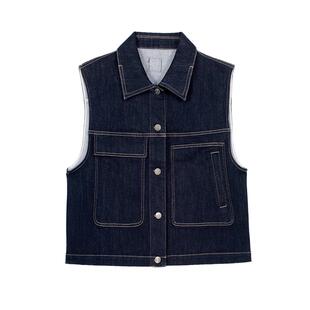 逸阳高质丹宁蓝牛仔马甲女2026年春新款气质显瘦短款无袖背心外套