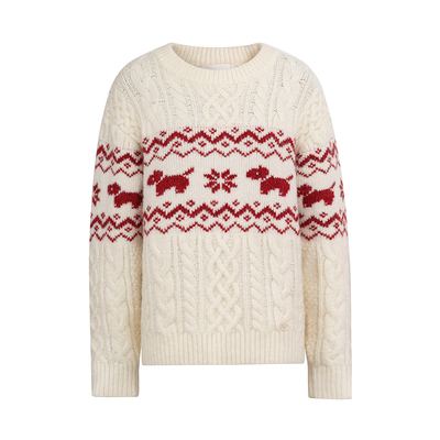 费尔岛羊毛混纺圆领针织毛衣