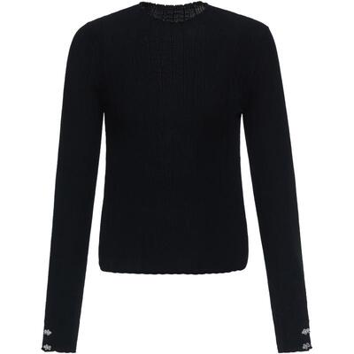 商场同款 宝姿PORTSPURE女装2025秋冬新品花卉钮扣平口领针织衫