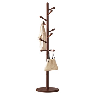 家用实木落地衣帽架小型立式挂衣架结实耐用卧室房间挂衣服的架子