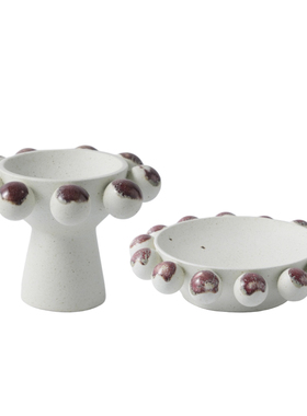 简约黑白陶瓷高脚果盘点心盘摆件