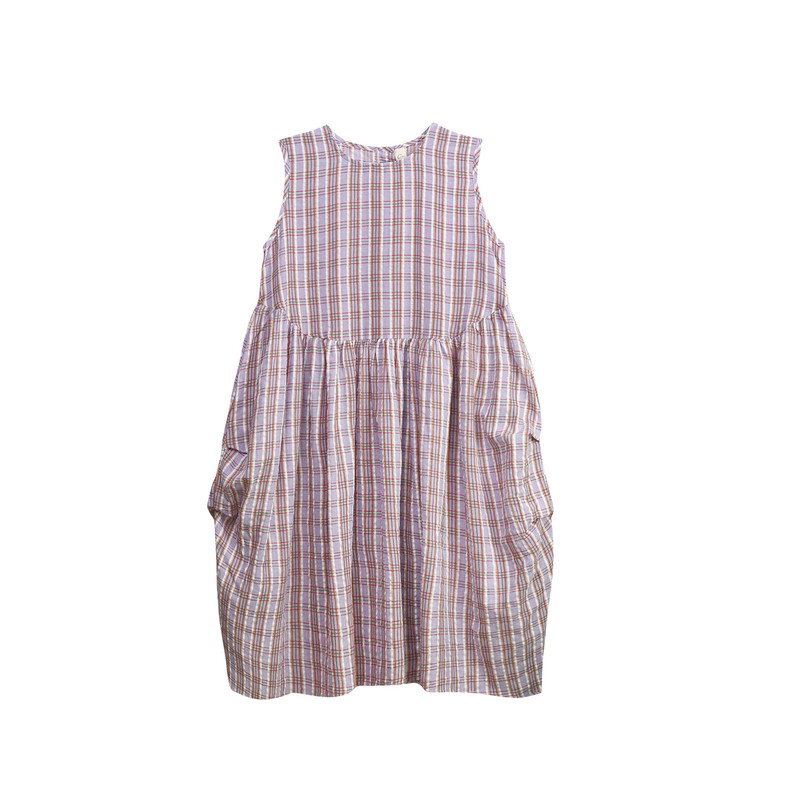夏装轻薄背心裙女全棉格子连衣裙