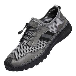 LOUISPRO男鞋冬季2026新款透气高端溯溪网面男士一脚蹬沙滩休闲鞋