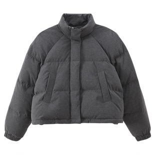 Jicouture白鸭绒色纺短款羽绒服面包服女秋冬小个子立领保暖外套