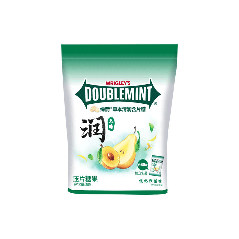 绿箭张韶涵同款润声糖草本清润含片单粒装枇杷秋梨50g无糖薄荷糖