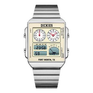 Dickies手表男多功能钢带表潮流学生复古小方块飞行者电子表女551