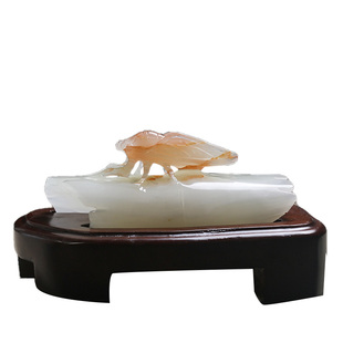 金蝉天然玉石蝉招财摆件一鸣惊人知了知足常乐雕刻家居装饰品礼品