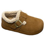 懒人穿搭~真皮软底丑萌勃肯鞋女2025冬新款皮带扣毛毛乐福鞋棉鞋