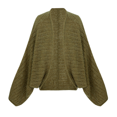 Miorastudio法式复古立体花朵针织抹胸 绿色气质温柔马海毛针织衫