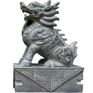 石雕招财麒麟摆件一对公母天然青石石头石麒麟镇宅店铺别墅大门口