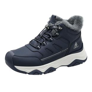 足力健老人鞋旗舰店2025年冬新男雪地靴保暖加厚羊毛加绒老人棉鞋