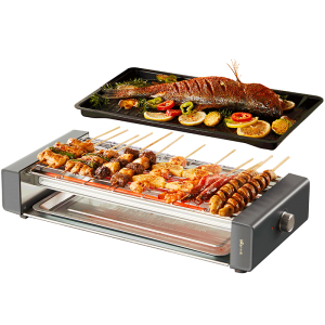 小熊电烧烤炉家用室内烤串机无烟多功能电烤盘烤肉锅大型烤肉炉