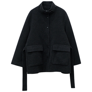 一三良品小个子 气质宽松羊毛双面呢子大衣女冬西装毛呢外套