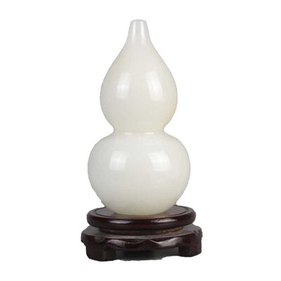 风水天然黄白玉石葫芦摆件大小号中式福禄镇宅客厅玄关卫生间卧室