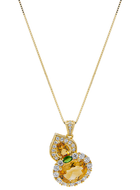 LAMUANA高品黄水晶葫芦套装轻奢高级设计感银镀厚金水晶项链91392