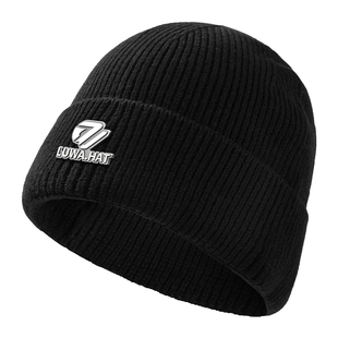 路瓦冬天毛线帽男款加厚纯羊毛保暖针织帽男女情侣户外登山滑雪帽